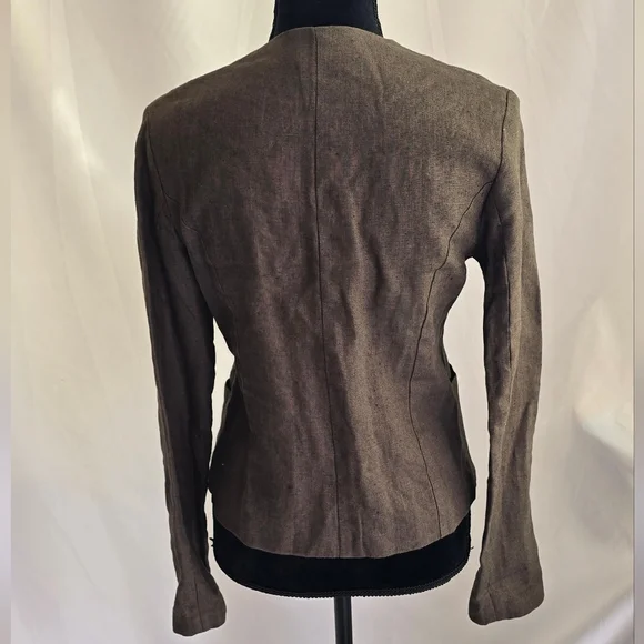 Young Fabulous & Broke women S blazer 100% linen open front pockets olive, lined - Picture 7 of 9